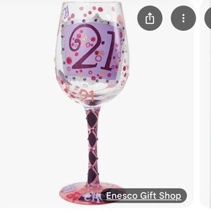 Lolita Pink and White 21 Celebration Wine Glass